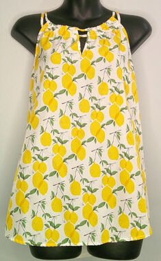 Market & Spruce Sleeveless Blouse Tank with Lemons Women's Large